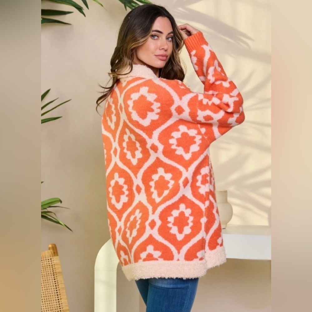 Polagram Orange and Cream Sweater - Picture 3 of 9